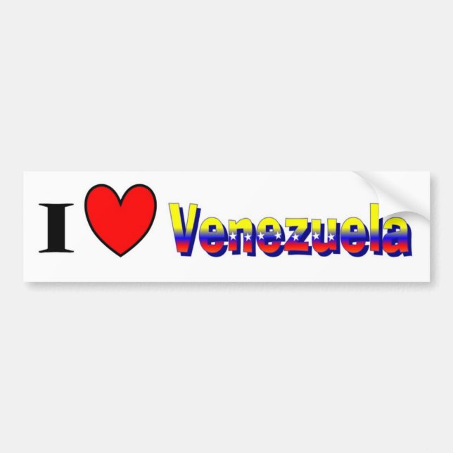 Autocollant De Voiture J'aime l'adhésif pour pare-chocs du Venezuela (Devant)
