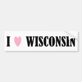 AUTOCOLLANT DE VOITURE J'AIME L'ADHÉSIF POUR PARE-CHOCS DU WISCONSIN