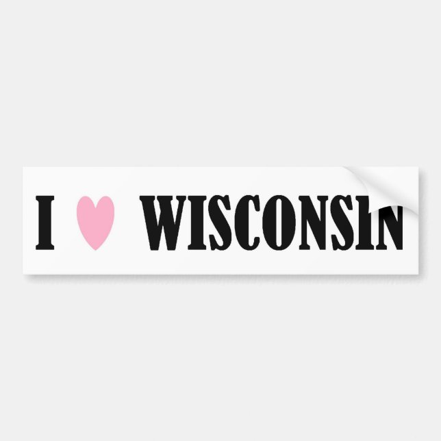 AUTOCOLLANT DE VOITURE J'AIME L'ADHÉSIF POUR PARE-CHOCS DU WISCONSIN (Devant)