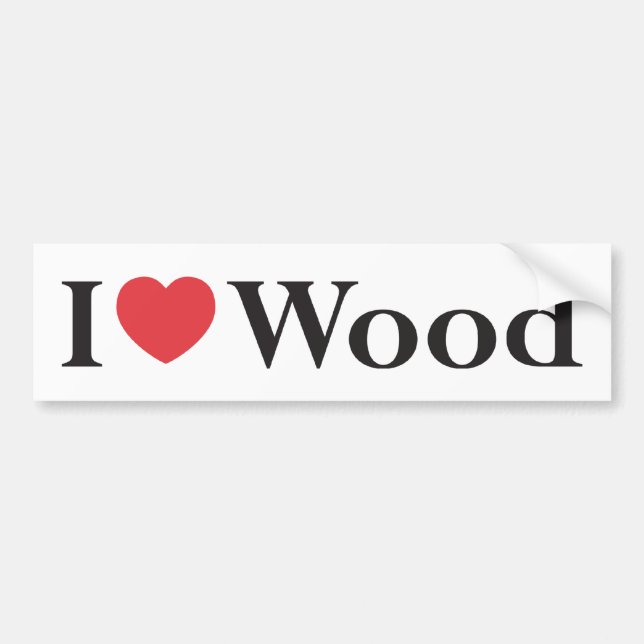 Autocollant De Voiture J'aime l'adhésif pour pare-chocs en bois (Devant)