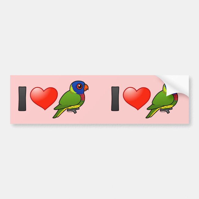 Autocollant De Voiture J'aime l'arc-en-ciel Lorikeets (Devant)