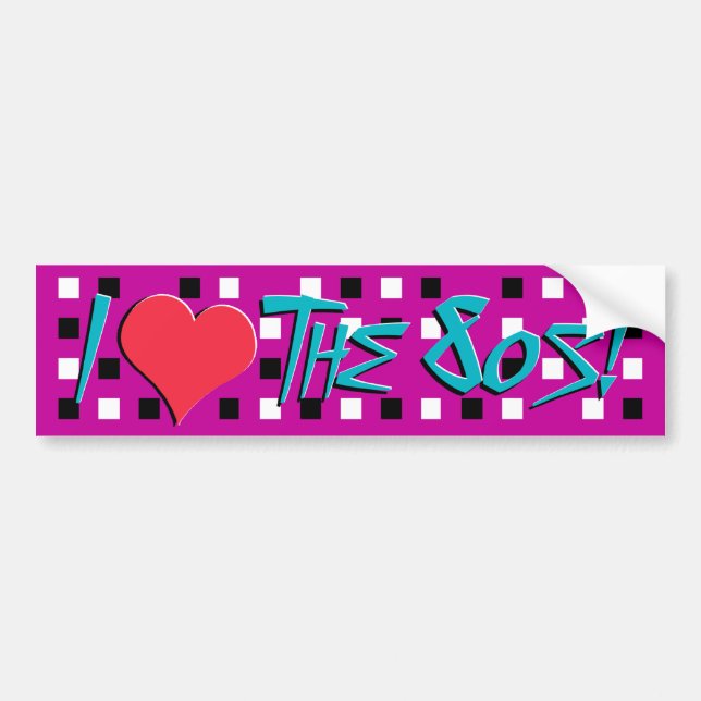 Autocollant De Voiture J'Aime L'Autocollant Bumper Des Années 80 (Devant)