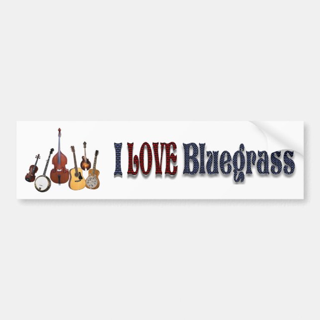AUTOCOLLANT DE VOITURE J'AIME L'AUTOCOLLANT DE BLUEGRASS-BUMPER (Devant)