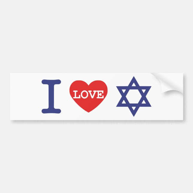 Autocollant De Voiture J'aime l'autocollant de l'Israël | (Devant)