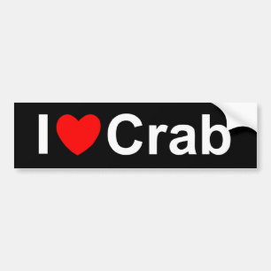 Autocollant De Voiture J'aime le crabe (de coeur)