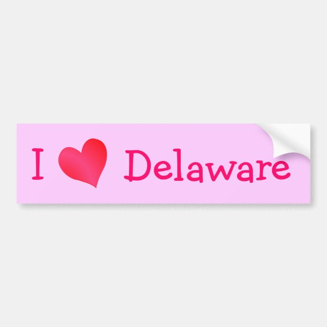 Autocollant De Voiture J'aime le Delaware (Devant)