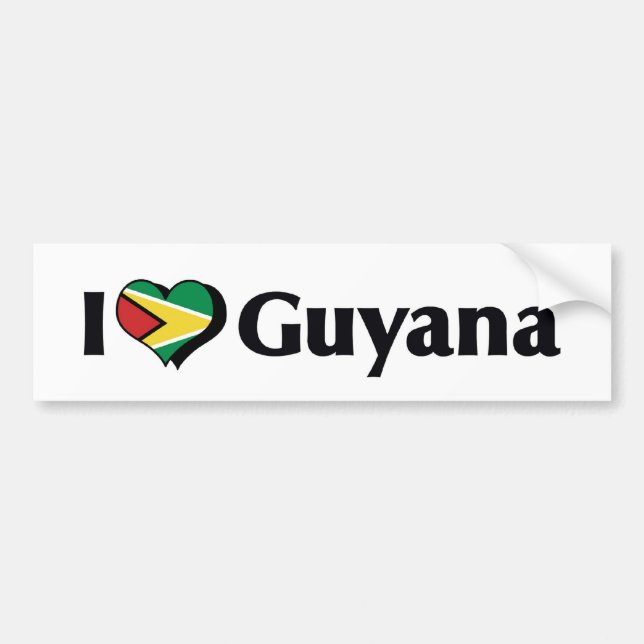 Autocollant De Voiture J'aime le drapeau de Guyana (Devant)
