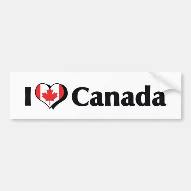 Autocollant De Voiture J'aime le drapeau du Canada (Devant)