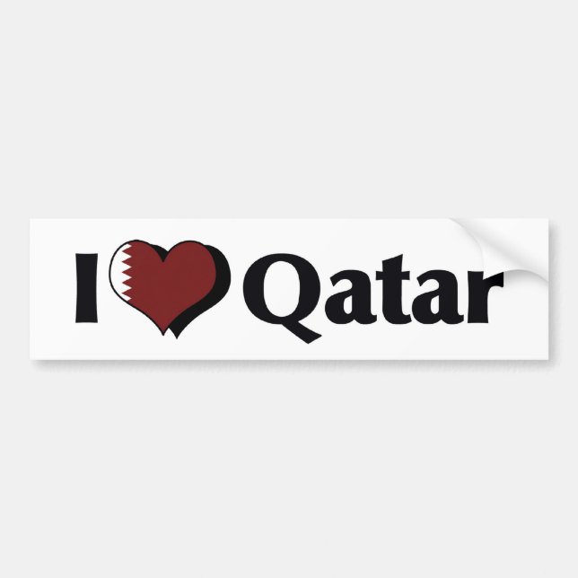 Autocollant De Voiture J'aime le drapeau du Qatar (Devant)