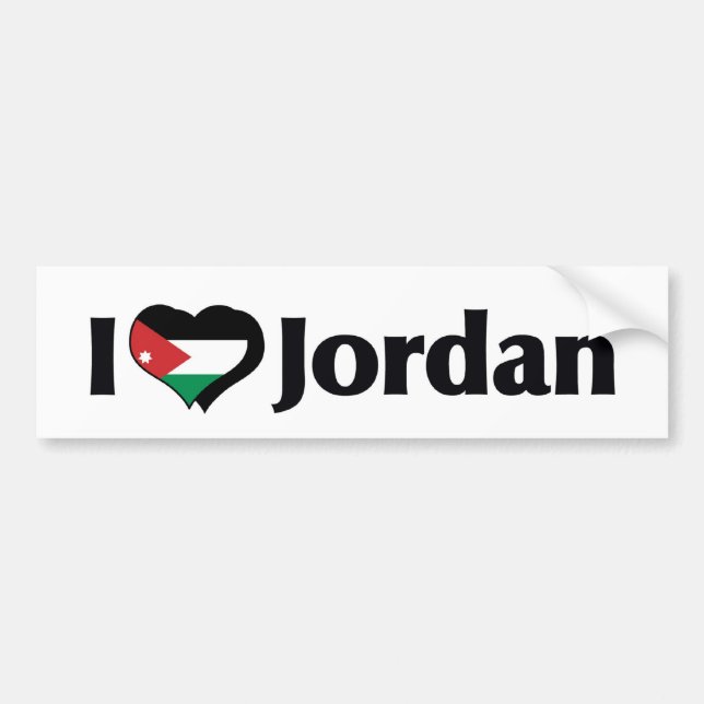 Autocollant De Voiture J'aime le drapeau jordanien (Devant)