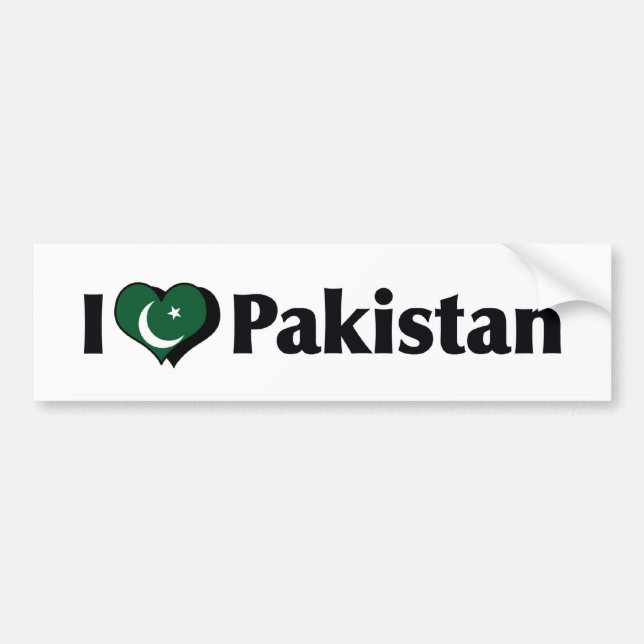 Autocollant De Voiture J'aime le drapeau pakistanais (Devant)