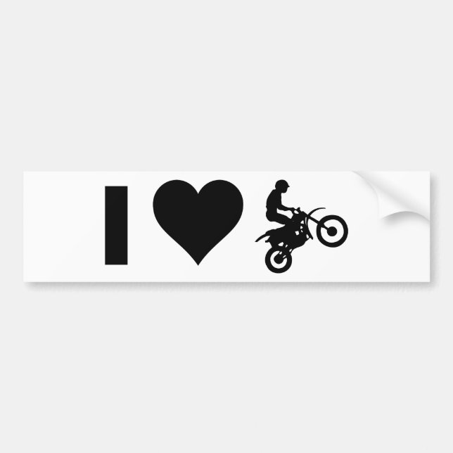 Autocollant De Voiture J'aime le motocross (Devant)