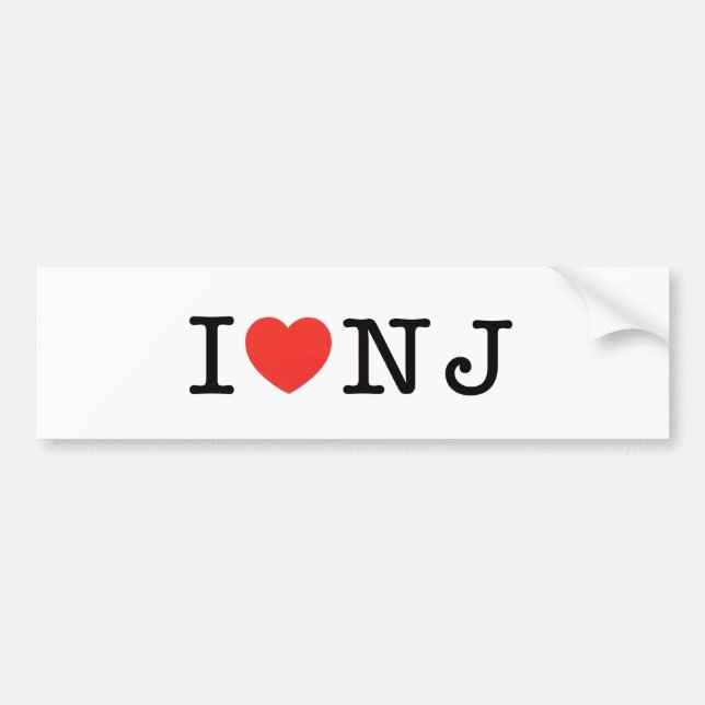 Autocollant De Voiture J'AIME le New Jersey (Devant)
