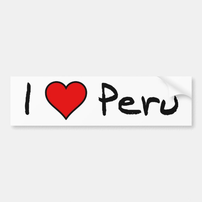 Autocollant De Voiture J'aime le Pérou Bumpersticker (Devant)
