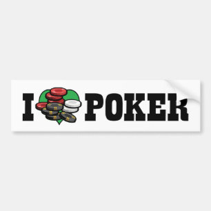 Autocollant De Voiture J'aime le poker cœur - Amoureux de Texas Holdem