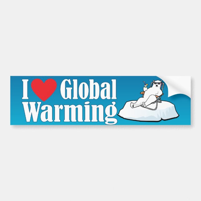 Autocollant De Voiture J'aime le réchauffement climatique (Devant)