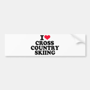 Autocollant De Voiture J'aime le ski de pays croisé