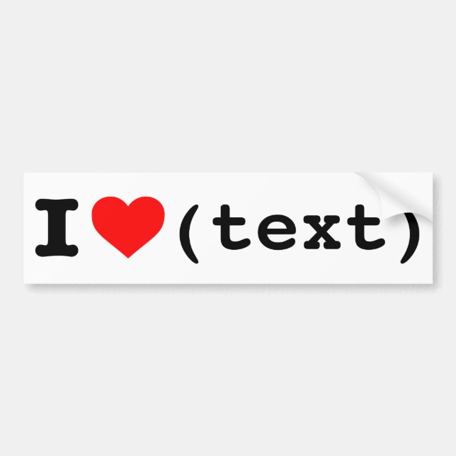 Autocollant De Voiture "J'aime (le texte personnalisable)" (Devant)