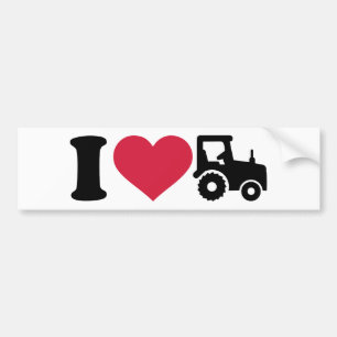 Autocollant De Voiture J'aime le tracteur