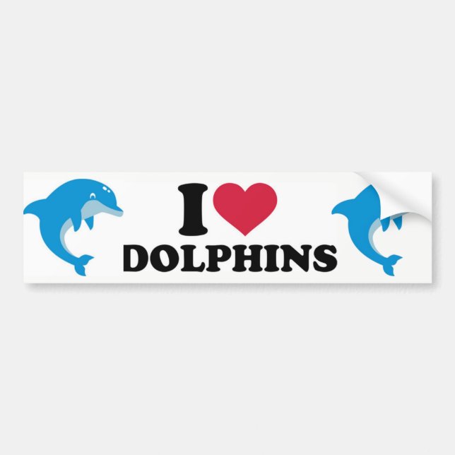Autocollant De Voiture J'aime les dauphins (Devant)