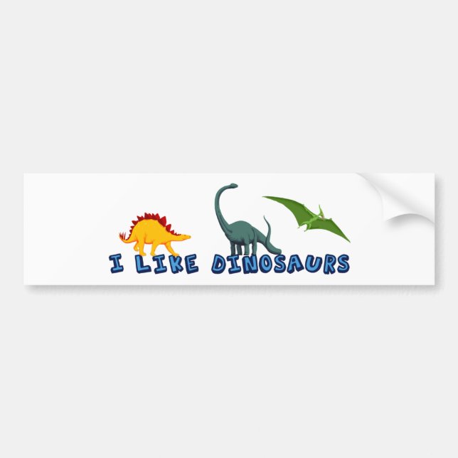 Autocollant De Voiture J'Aime Les Dinosaures (Devant)