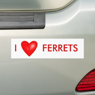 Autocollant De Voiture J'aime les furets au coeur rouge