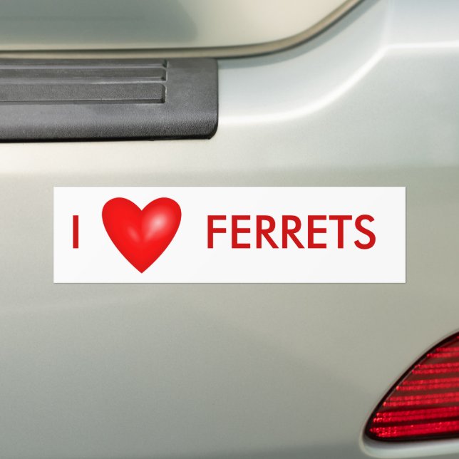 Autocollant De Voiture J'aime les furets au coeur rouge (En voiture)