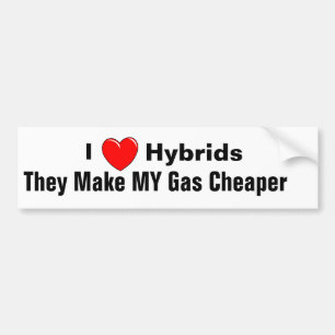 Autocollant De Voiture J'AIME les hybrides, I, ils rends MON gaz meilleur