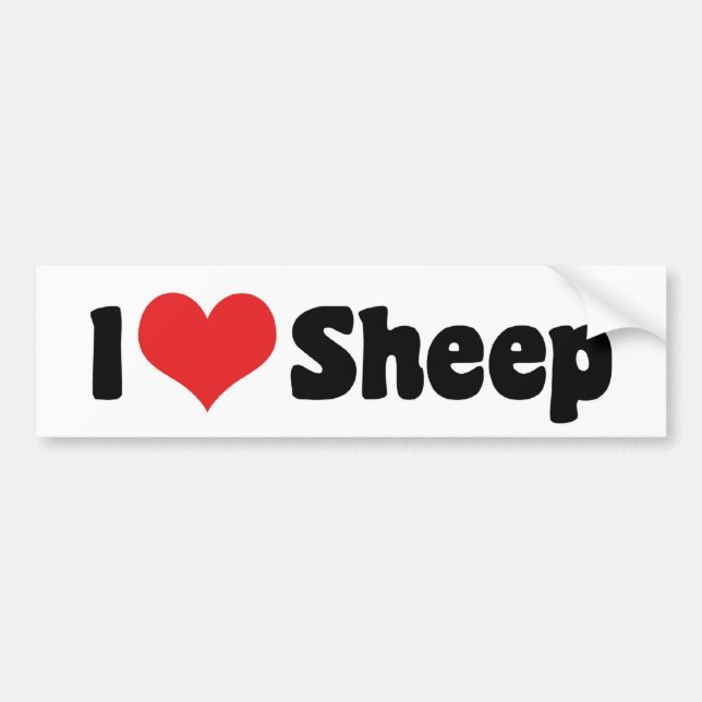 Autocollant De Voiture J'Aime Les Moutons Du Coeur (Devant)