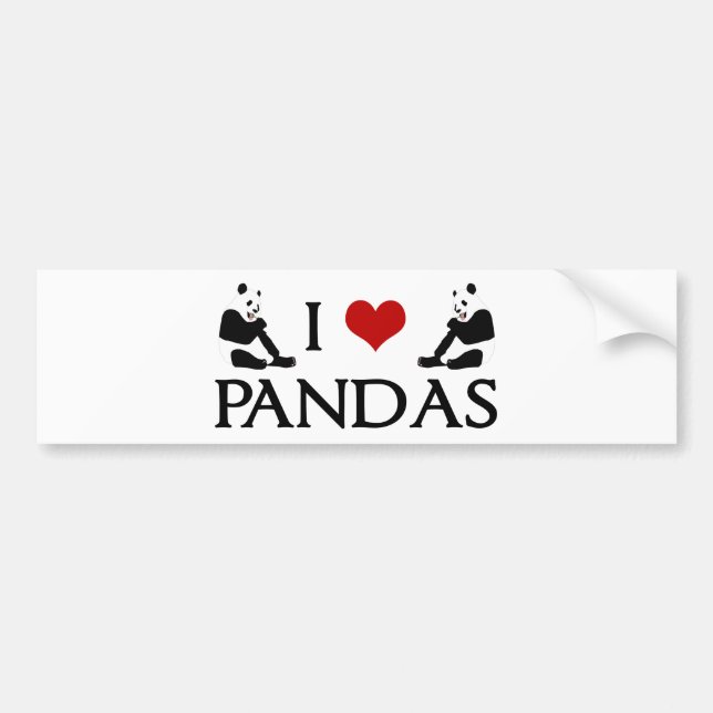 Autocollant De Voiture J'Aime Les Portes De Panda Mignonnes (Devant)