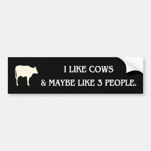 Autocollant De Voiture j'aime les vaches et peut-être 3 personnes