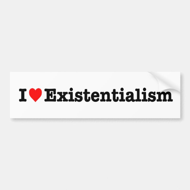 AUTOCOLLANT DE VOITURE "J'AIME L'EXISTENTIALISME " (Devant)