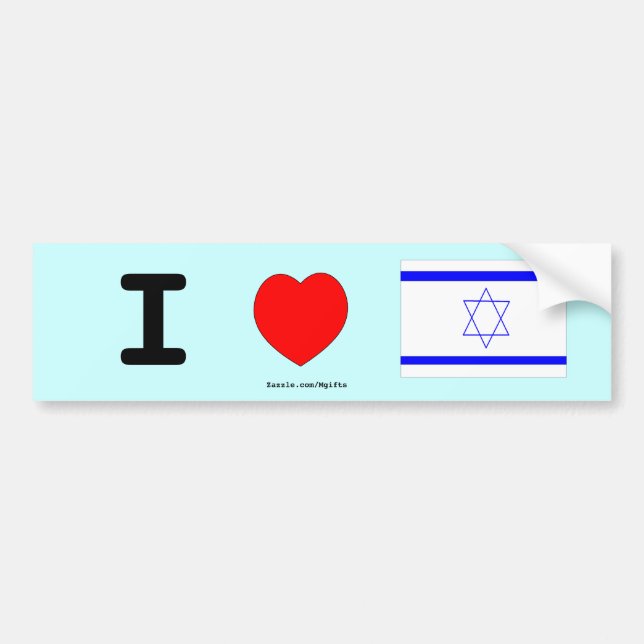 Autocollant De Voiture J'aime l'Israël (Devant)