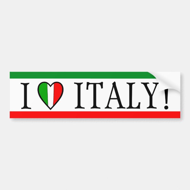 Autocollant De Voiture J'aime l'Italie ! Drapeau de coeur (Devant)