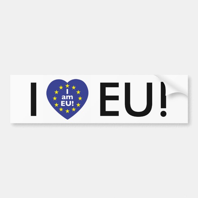 Autocollant De Voiture J'aime l'UE ! Je suis UE ! Adhésif pour pare-chocs (Devant)
