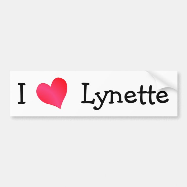 Autocollant De Voiture J'aime Lynette (Devant)