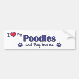 Autocollant De Voiture J'aime mes caniches (les chiens multiples)