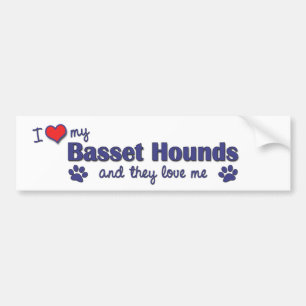 Autocollant De Voiture J'aime mes chiens de basset (les chiens multiples)