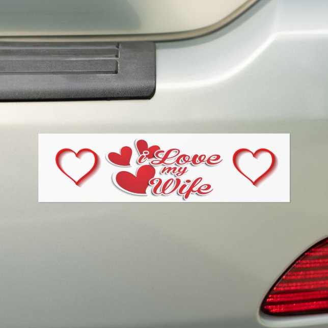 Autocollant De Voiture J'Aime Mes Coeurs De Femme Valentines Romantiques (En voiture)