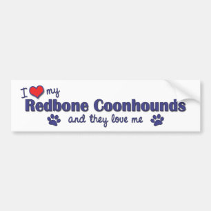 Autocollant De Voiture J'aime mes Coonhounds de Redbone (les chiens