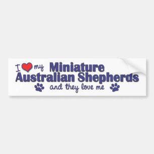 Autocollant De Voiture J'aime mes mini bergers australiens (les chiens