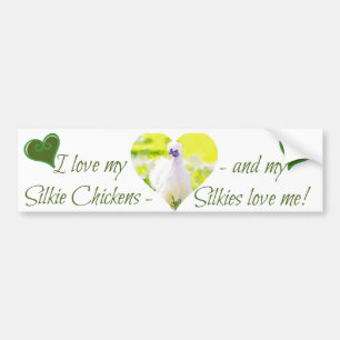 Autocollant De Voiture "J'aime mes poulets de Silkie ! "