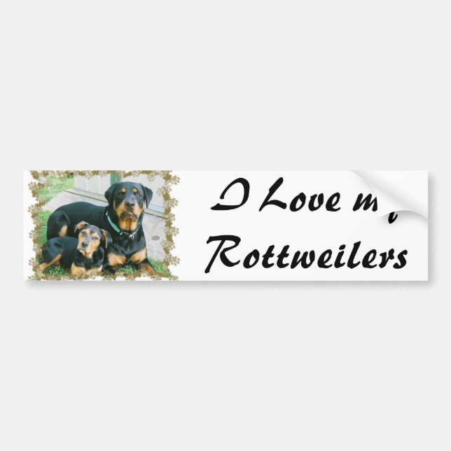 Autocollant De Voiture J'aime mes rottweilers (Devant)