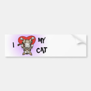 Autocollant De Voiture J'aime mon adhésif pour pare-chocs de chat