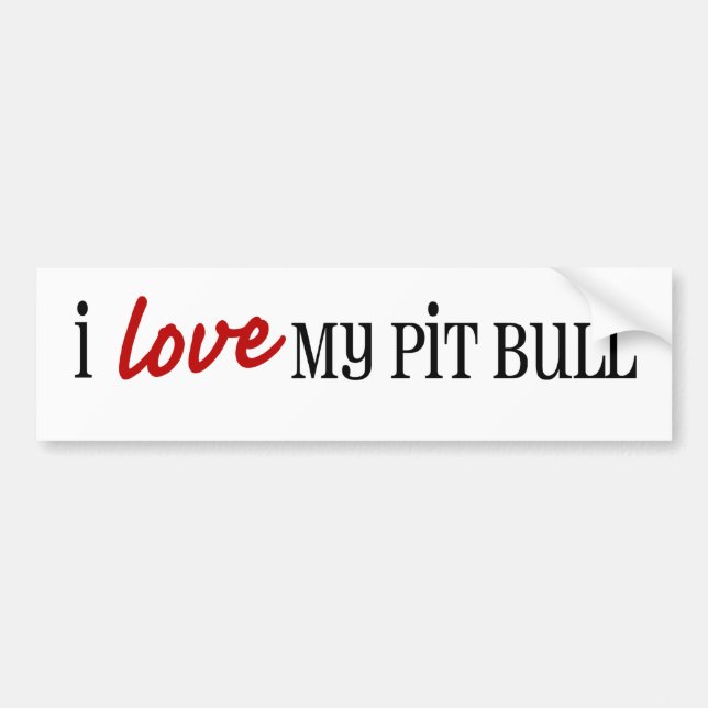 Autocollant De Voiture J'aime mon adhésif pour pare-chocs de pitbull (Devant)