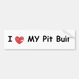 Autocollant De Voiture J'aime mon adhésif pour pare-chocs de pitbull