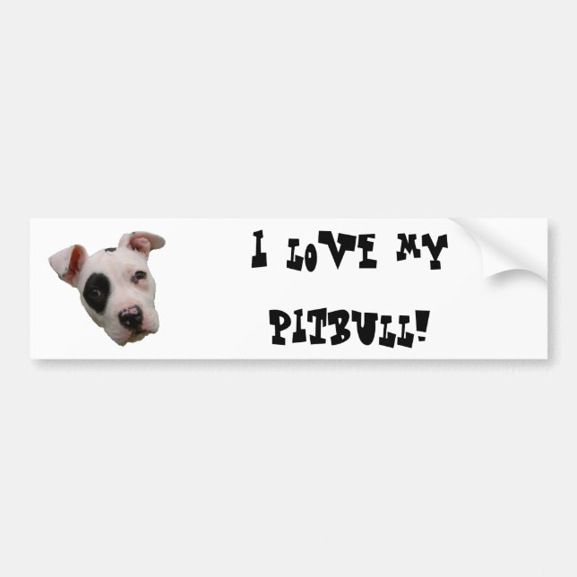 Autocollant De Voiture J'aime mon adhésif pour pare-chocs de pitbull (Devant)