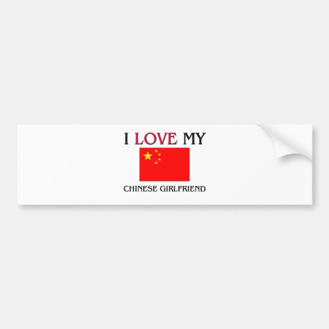 Autocollant De Voiture J'aime mon amie chinoise (Devant)