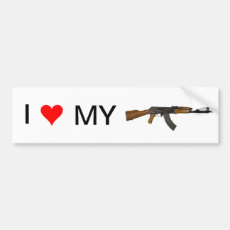 Autocollant De Voiture J'aime mon arme à feu. (AK-47)