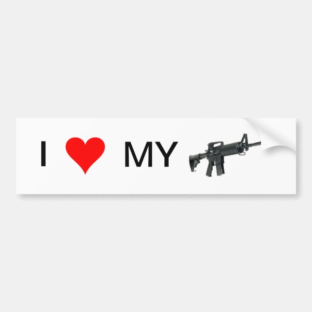 Autocollant De Voiture J'aime mon arme à feu (AR-15) (Devant)